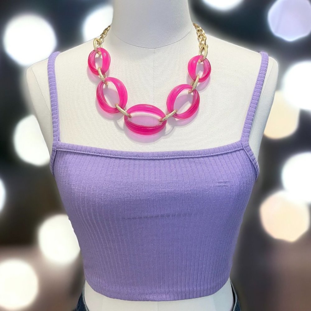 Vintage Pink And Gold Statement Necklace